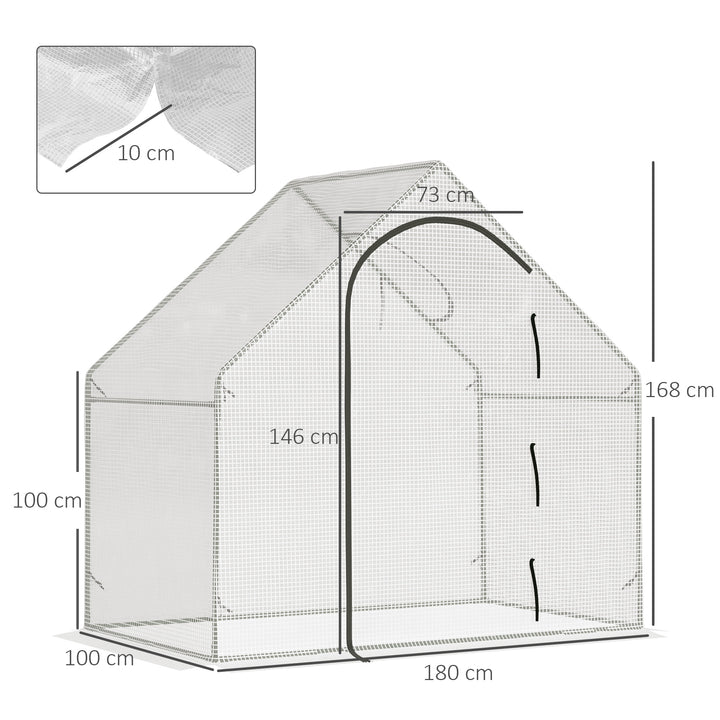 Drivhus til walk-in, 1,80 x 1,00 x 1,68 m, foliedrivhus, robust presenning, hvid