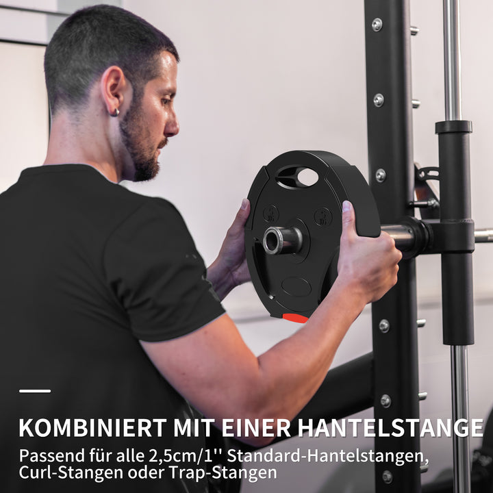 4-Delt vægtskivesæt til træning, fitnesscenter, hjemmetræning, styrketræning, 2 x 5 kg og 2 x 2,5 kg, sort