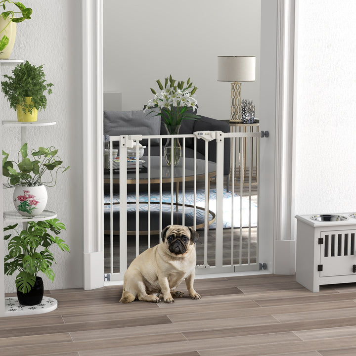 Hundegitter, kæledyrsgitter, metal, plast, 74-80/87-94 cm, hvid