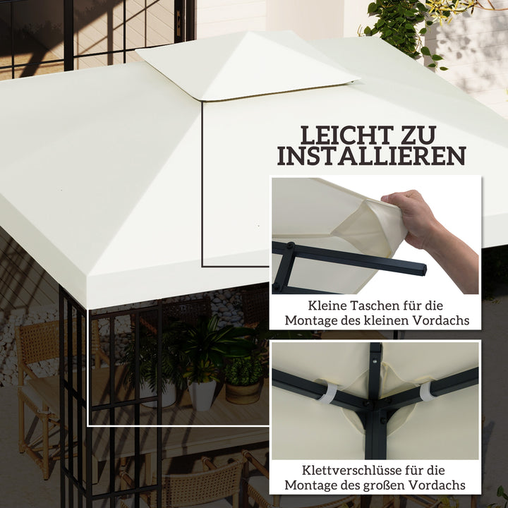 Udskiftningstag til pavillon 3x3m vandafvisende pavillontag til metalpavillon pavillon udskiftningstag havepavillon festtelt havetelt polyester cremehvid