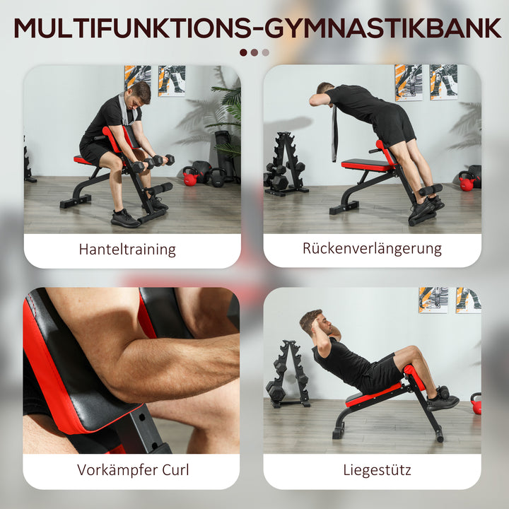 Vægtbænk, multifunktionel træningsbænk, foldbar fitnessbænk, bæreevne op til 120 kg, stål, sort