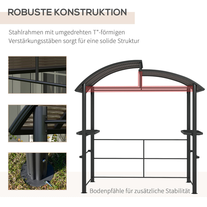 Grillpavillon med grilltag, vejrbestandig, 240 cm x 150 cm x 230 cm, gulbrun + mørkebrun