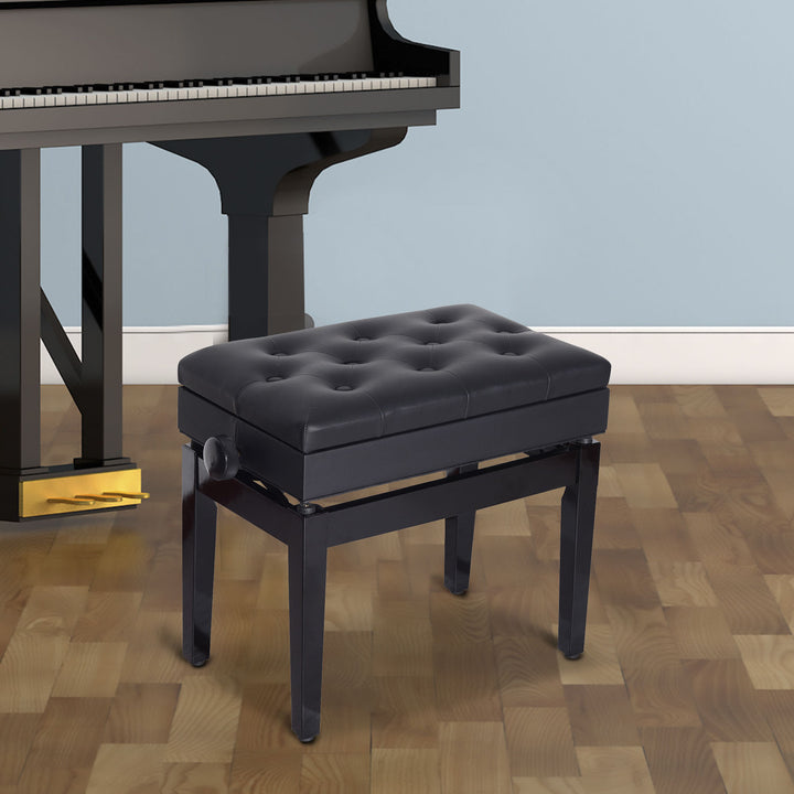 Klaverstol klaverbænk klaverbænk makeup-skammel skammel med opbevaringsplads højdejusterbar 54,5 x 33 x 48-58 cm