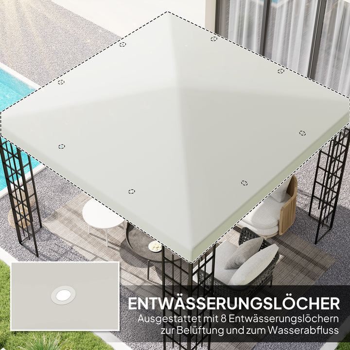 3 X 3m reservepavillonpresenning til havepavillon med vandafløbshuller upf30+ lysegrå