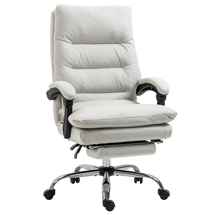 Kontorstol med massagefunktion, opvarmet, vipbar, kunstlæder, 65x72x109-117cm, cremehvid