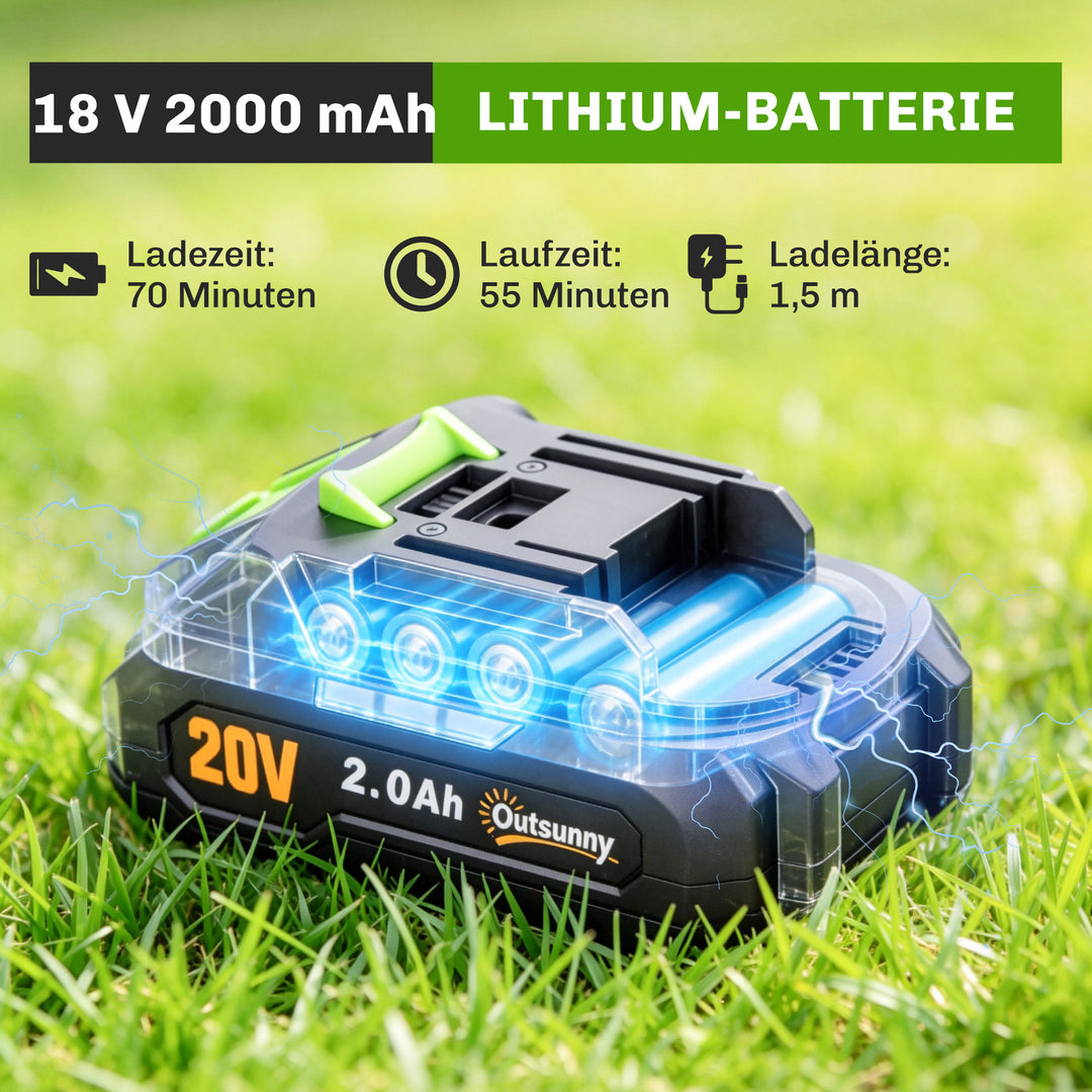 2-i-1 ledningsfri hækkeklipper, elektrisk hække- og buskrydder med 20/10 cm klippelængde, oplader