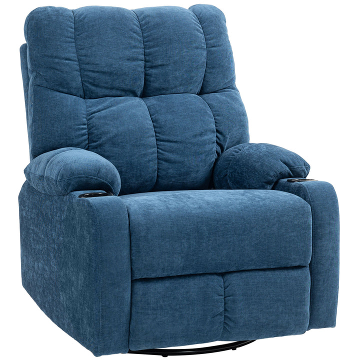 Lænestol med fodstøtte, drejestol, op til 150 kg, stålstel, 88x96x108cm, mørkeblå