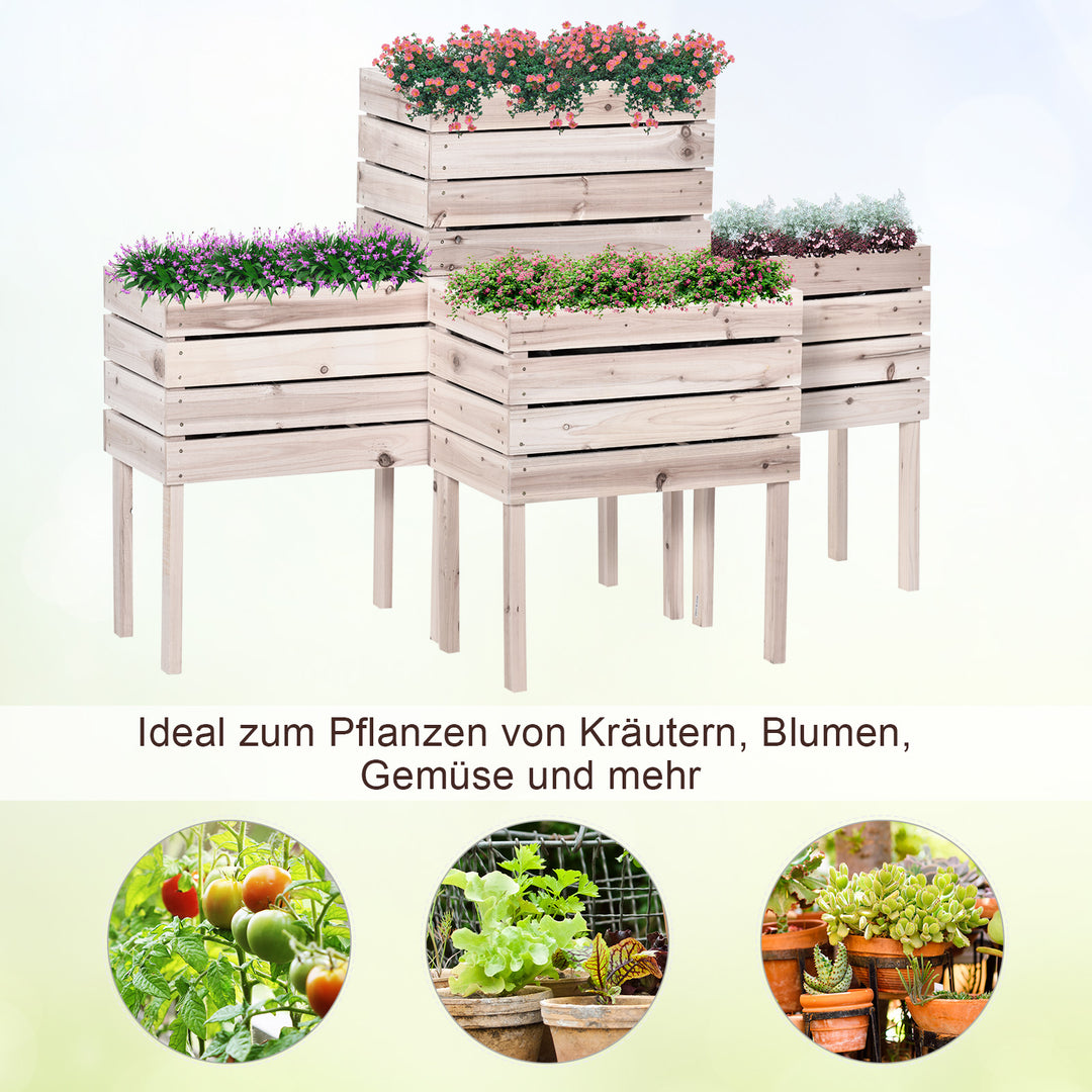 Højbed/plantekasse, vejrbestandig, massivt træ, 50 cm x 30 cm x 60 cm, naturlig