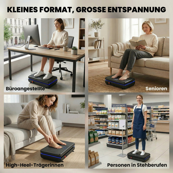 Vibrationsplade med 120 intensitetsniveauer, 5 forprogrammer, LED-lys, modstandsbånd, skridsikker overflade