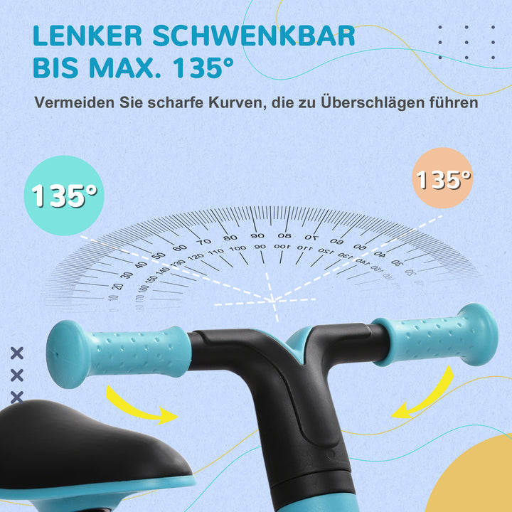 Løbecykel til børn 1,5-3 år, letvægts: kun 3,5 kg, højdejusterbart sæde, metalstel, blå
