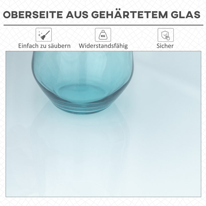 Klapbord havebord med 42 mm 50 mm paraplyhul klapbord foldbart sidebord balkonbord picnicbord spisebord metal hærdet glas hvid 110 x 70 x 70 cm