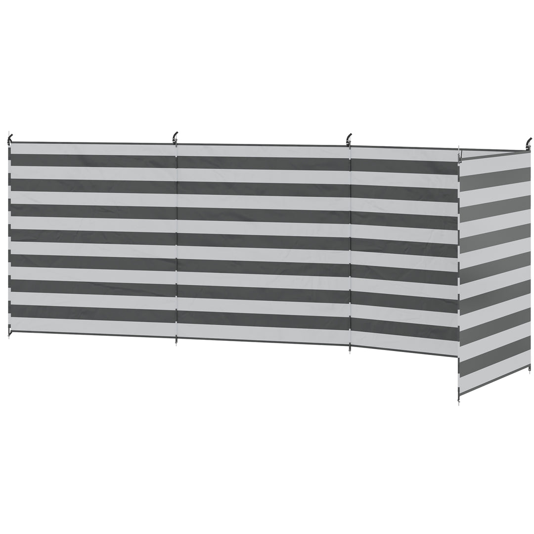 Vindskærm Camping Privacy Screen med 4 stålstænger Bæretaske Strandbeskyttelse til Camping Have Strand 540 x 150 cm Grå+Hvid