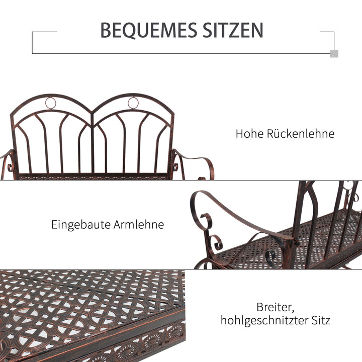 Havebænk gyngestol parkbænk 2-personers metal (model 3/ bronze-rød)