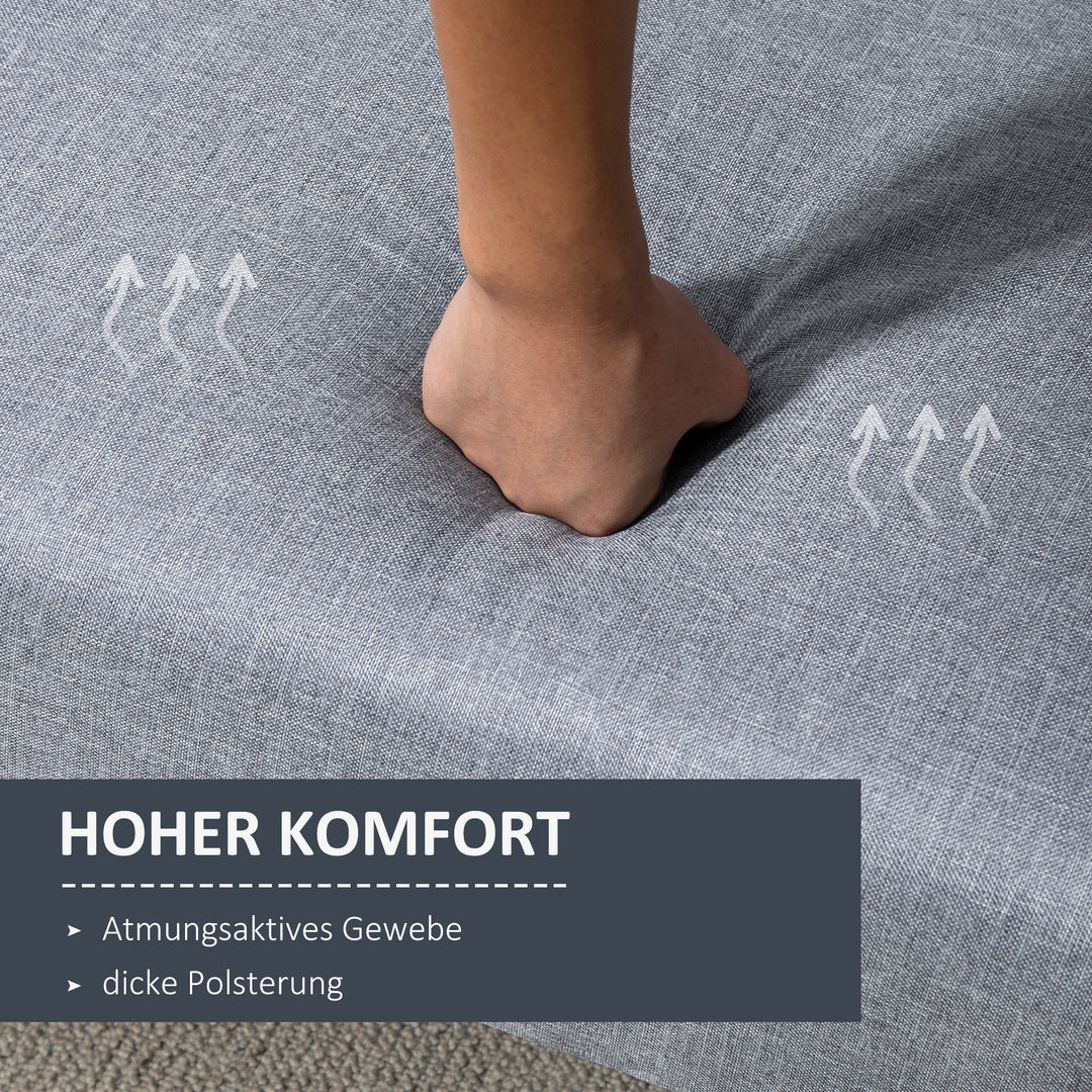Sovesofa, 2-personers stofsofa, sofa med sovefunktion, hørlignende polyester, gummitræ, 173 x 75 x 73 cm, grå