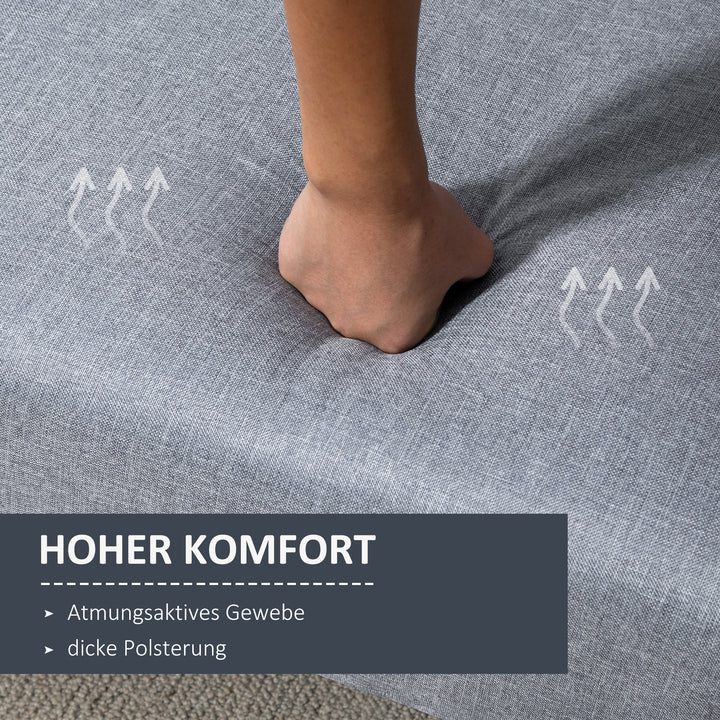 Sovesofa, 2-personers stofsofa, sofa med sovefunktion, hørlignende polyester, gummitræ, 173 x 75 x 73 cm, grå