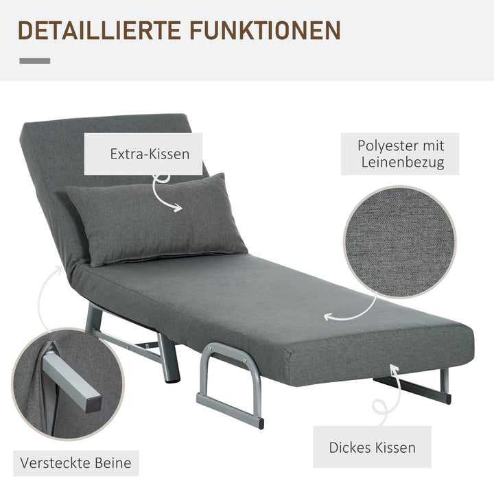 Polstret lænestol, kan omdannes til gæsteseng, ergonomisk, mørkegrå
