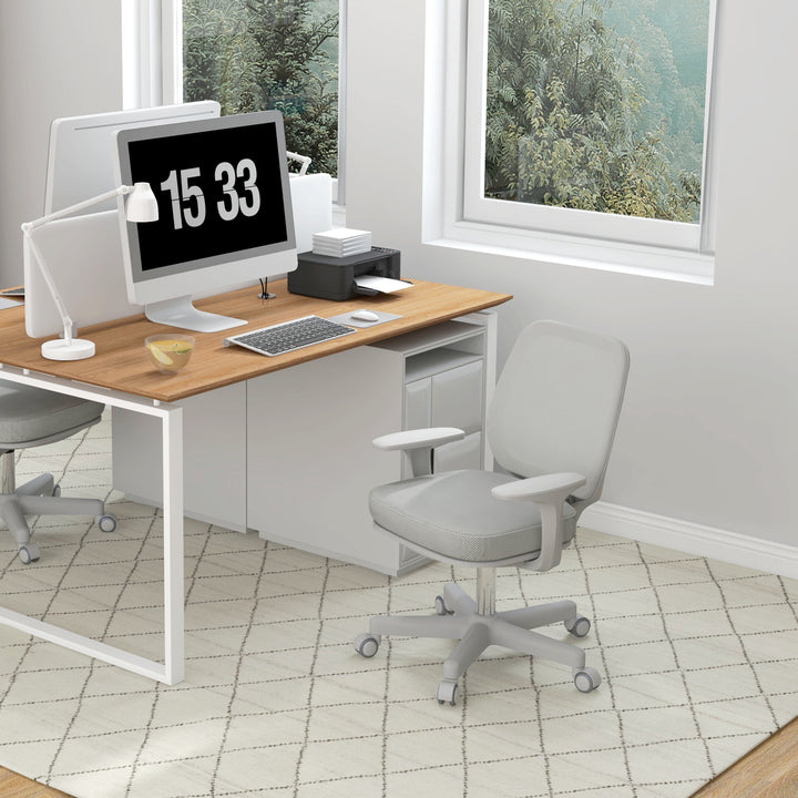 Kontorstol, ergonomisk skrivebordsstol med drejefunktion, højdejusterbar 55 x 48 x 82,5-94,5 cm, grå