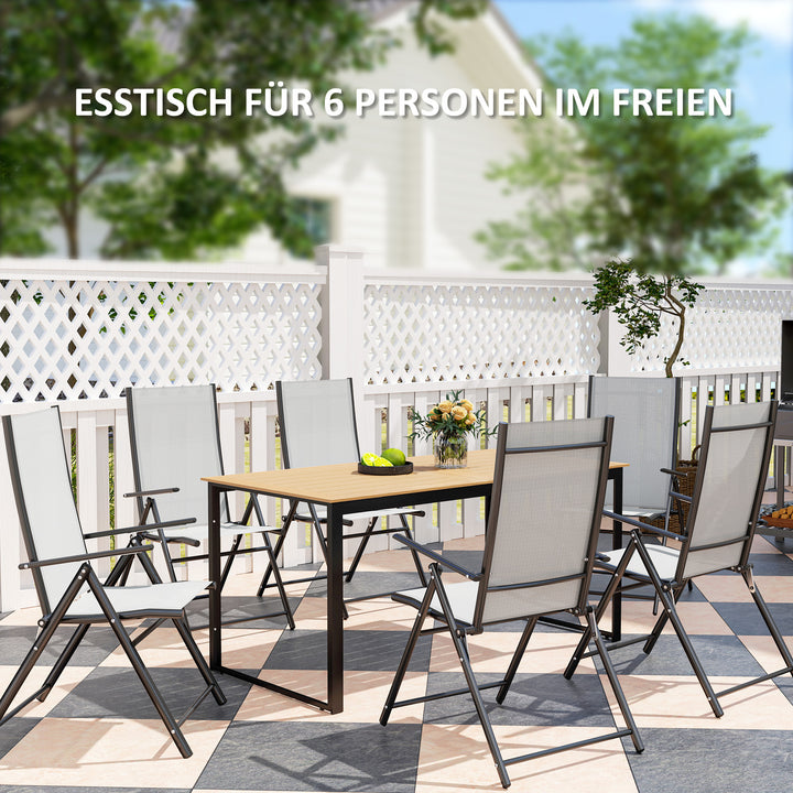 Havebord til 6 personer 160 x 80 cm vejrbestandigt balkonbord med lamelbordplade, buffetbord udendørs teak