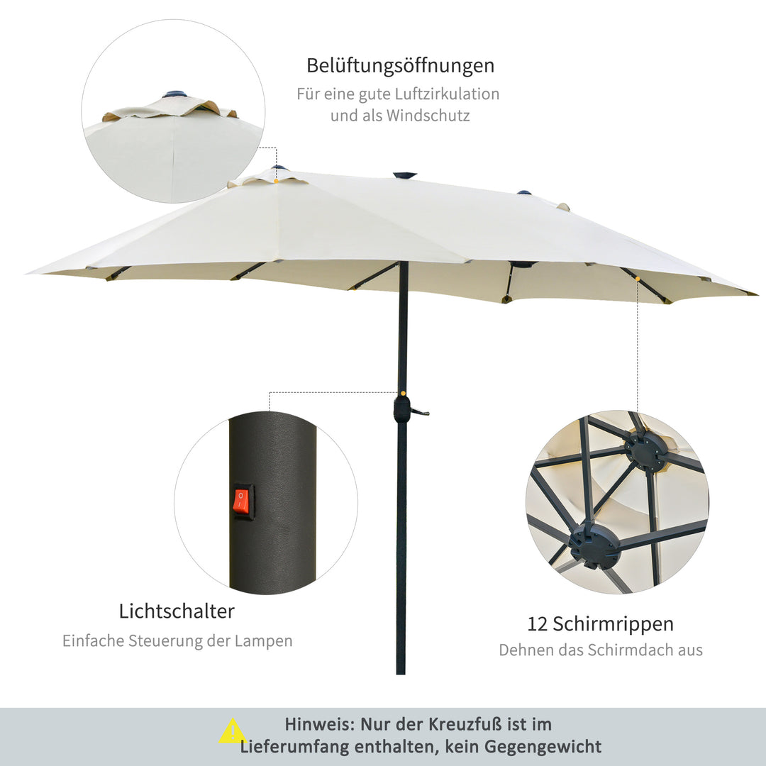 Oval parasol cremehvid 440 x 256 cm