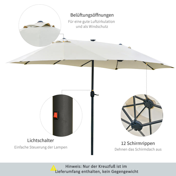 Oval parasol cremehvid 440 x 256 cm