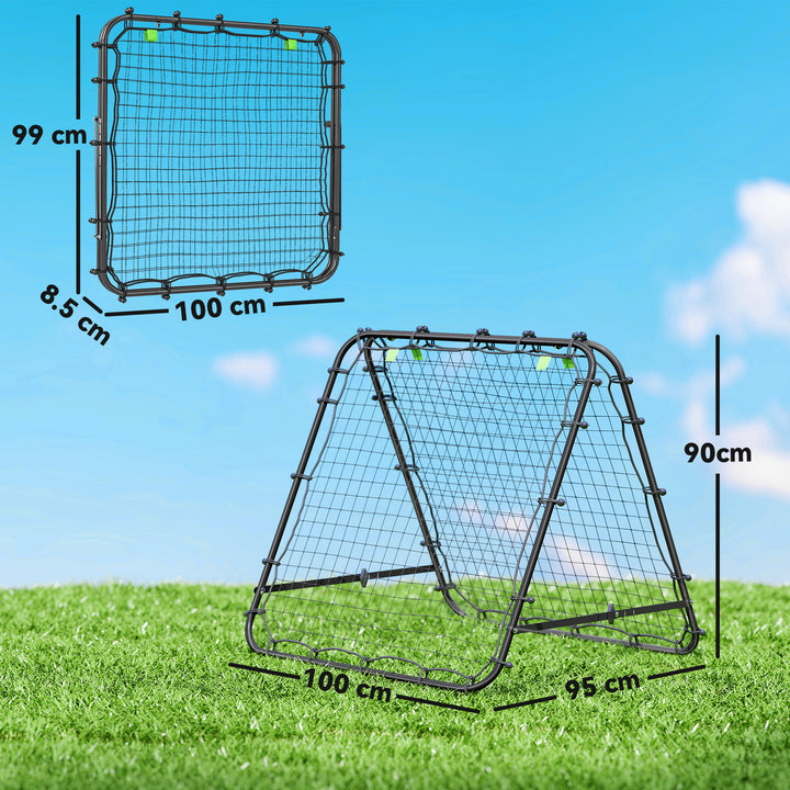 Fodboldmål, justerbart, foldbart, metalramme, 100 x 95 cm, sort
