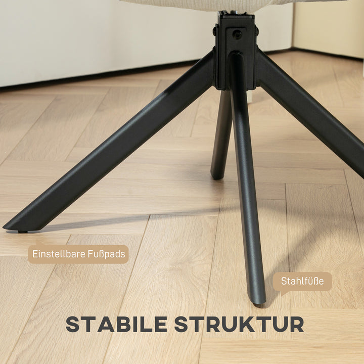 Polstret lænestol, accentstol, moderne design, drejelig, op til 120 kg, cremehvid