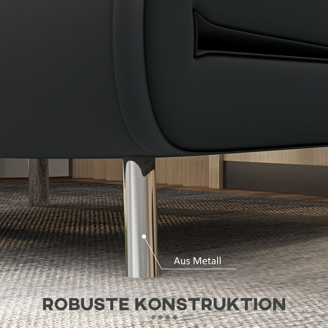 Lænestol med lænefunktion, knapsyninger, linnedlook, 77 cm x 88 cm x 83 cm, sort