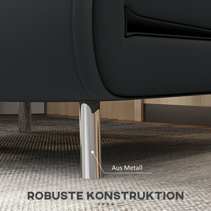 Lænestol med lænefunktion, knapsyninger, linnedlook, 77 cm x 88 cm x 83 cm, sort