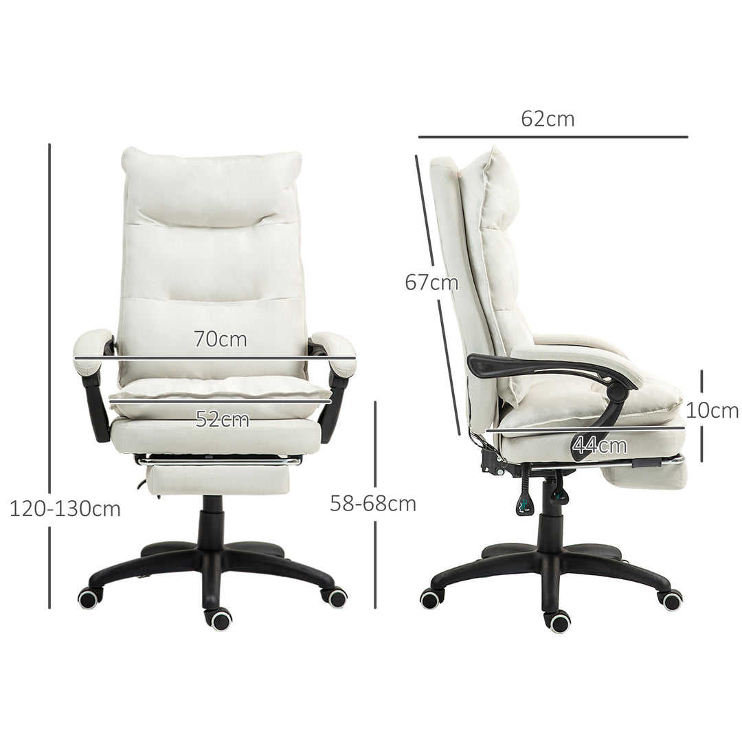 Massagekontorstol, skrivebordsstol med massagefunktion, højdejusterbar, ergonomisk drejestol, nylon, cremehvid