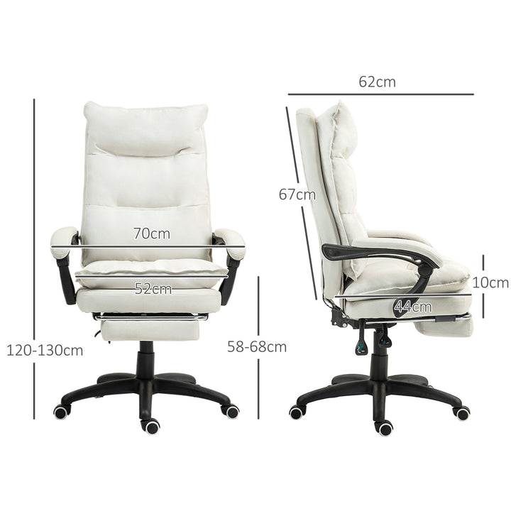 Massagekontorstol, skrivebordsstol med massagefunktion, højdejusterbar, ergonomisk drejestol, nylon, cremehvid