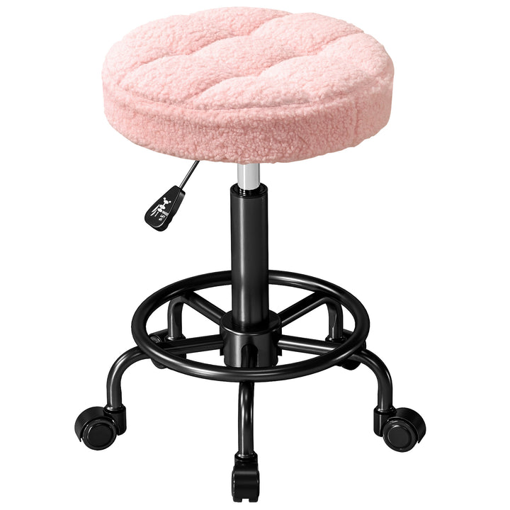 Rullende skammel højdejusterbar drejelig skammel 55-66 cm arbejdsskammel 360° drejelig ø50 x 50-66 cm lyserød