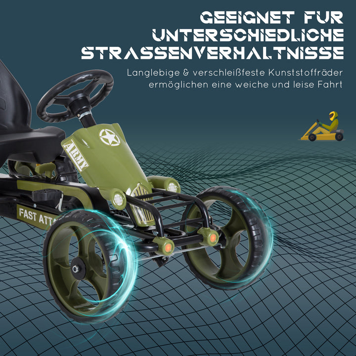 Gokart pedalbil med håndbremse børnebil kettcar pedalbil med justerbart sæde fra 3 år grøn 105 x 54 x 61 cm