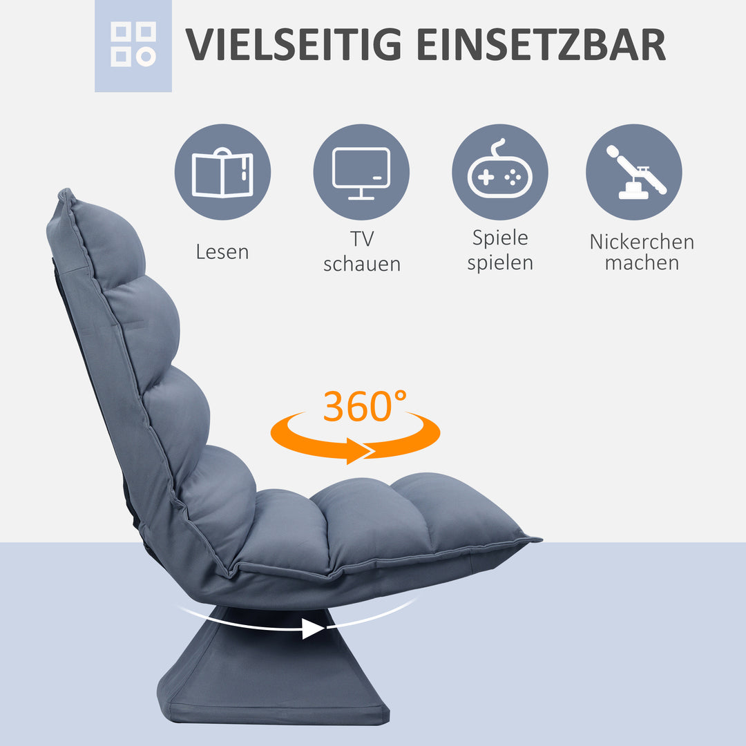 Lænestol, drejelig, vipbart ryglæn, læderlook, stålstel, grå, 62 x 70 x 95 cm