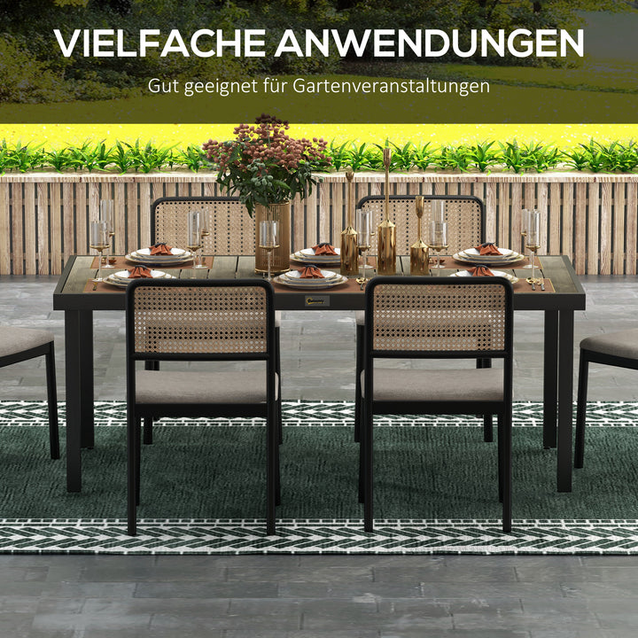Havebord til 8 personer, udendørsbord, loungebord, vejrbestandigt, 190 x 90 x 74 cm, naturtræ
