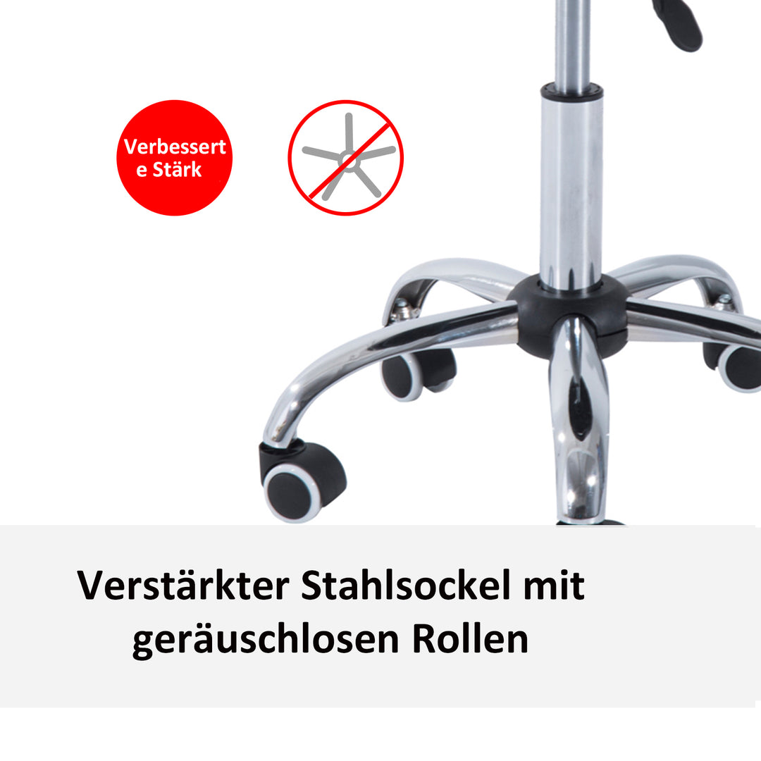 Rullende skammel arbejdsskammel drejeskammel kontorstol højdejusterbar, pu+metal, sort, 50 x 54 x (66-78) cm