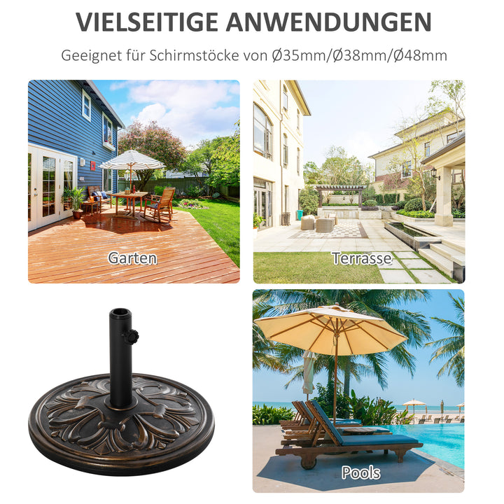 Parasolfod 13 kg, paraplystativ til paraplystænger med en diameter på 35 mm/38 mm/48 mm, paraplyholder til have, balkon, antik bronze