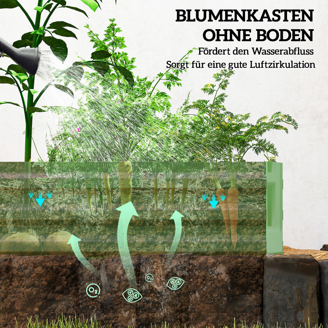 Højbed i stål, åben bund, nem montering, 241l x 90,5b x 30h cm, grøn