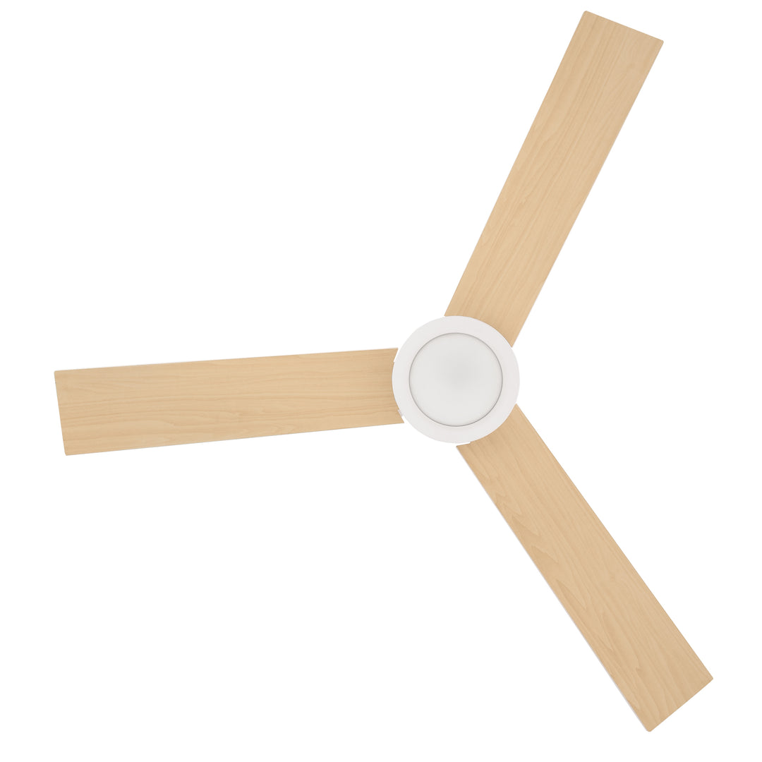Loftventilator med LED-lys, 2-i-1-design, med timer, fjernbetjening, loftslampe med ventilator, hvid + naturtræ