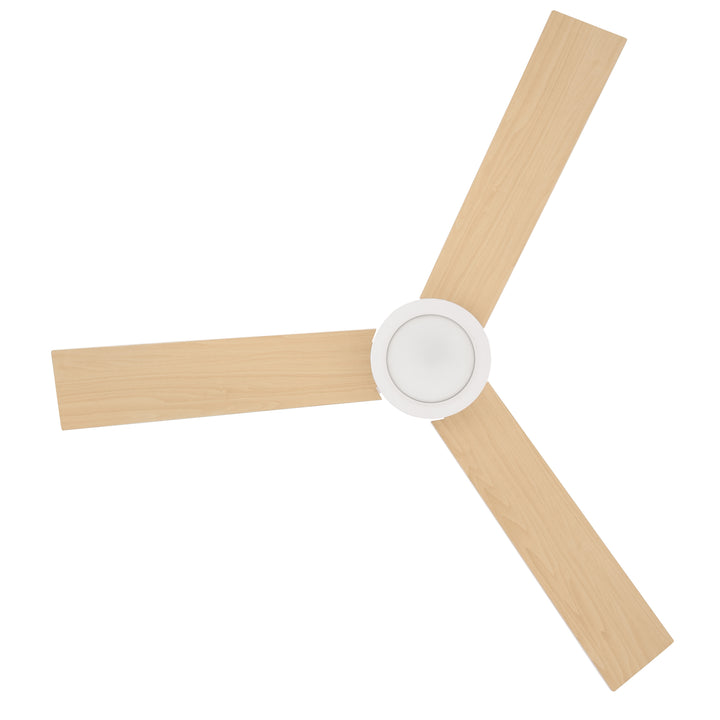 Loftventilator med LED-lys, 2-i-1-design, med timer, fjernbetjening, loftslampe med ventilator, hvid + naturtræ