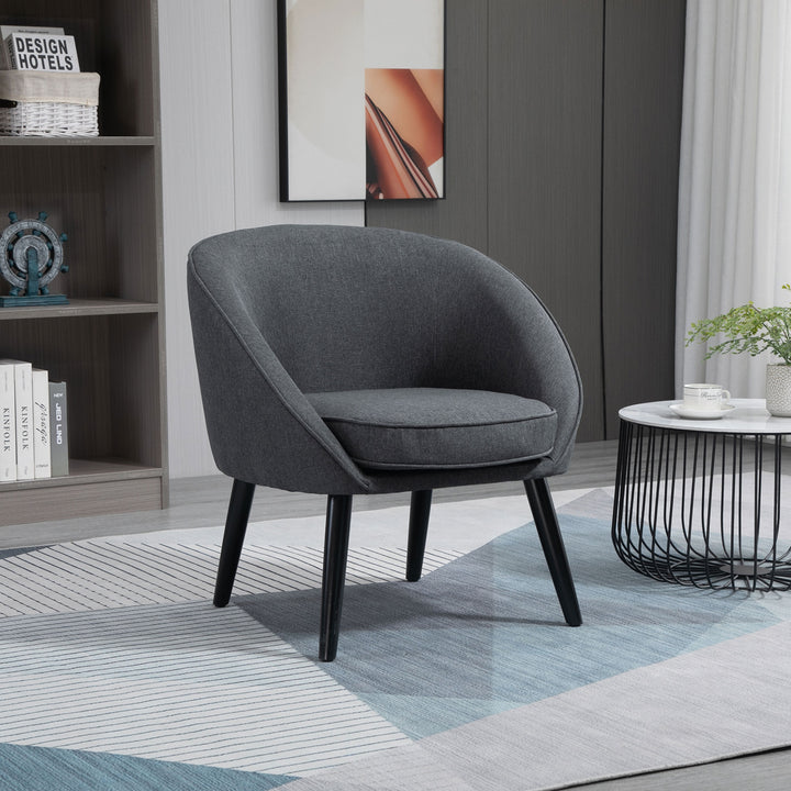 Lounge chair cocktailstol op til 150 kg, hørlook trægrå 71 x 65 x 75 cm