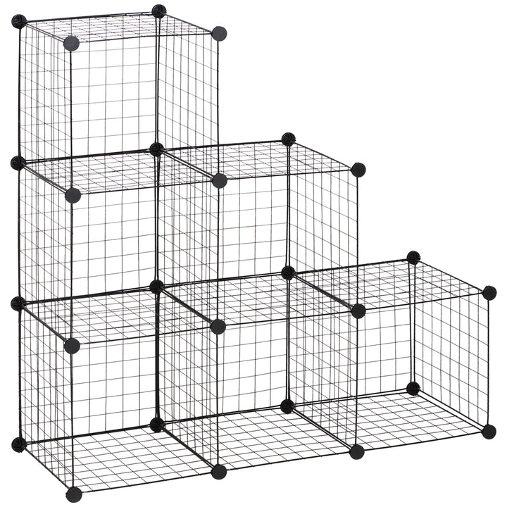 Metalkubehylde, justerbart kubeskab til tøj, bøger, legetøj, fleksibel, 109l x 37b x 109h cm, sort