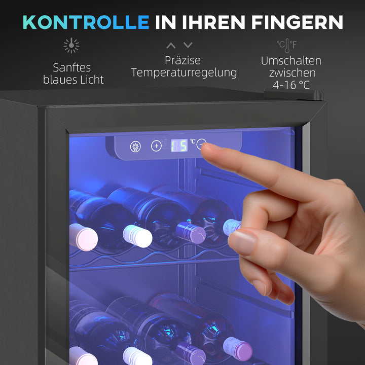 Vinkøleskab til 24 flasker med glasdør – 4-16°C, 68 liter, sort