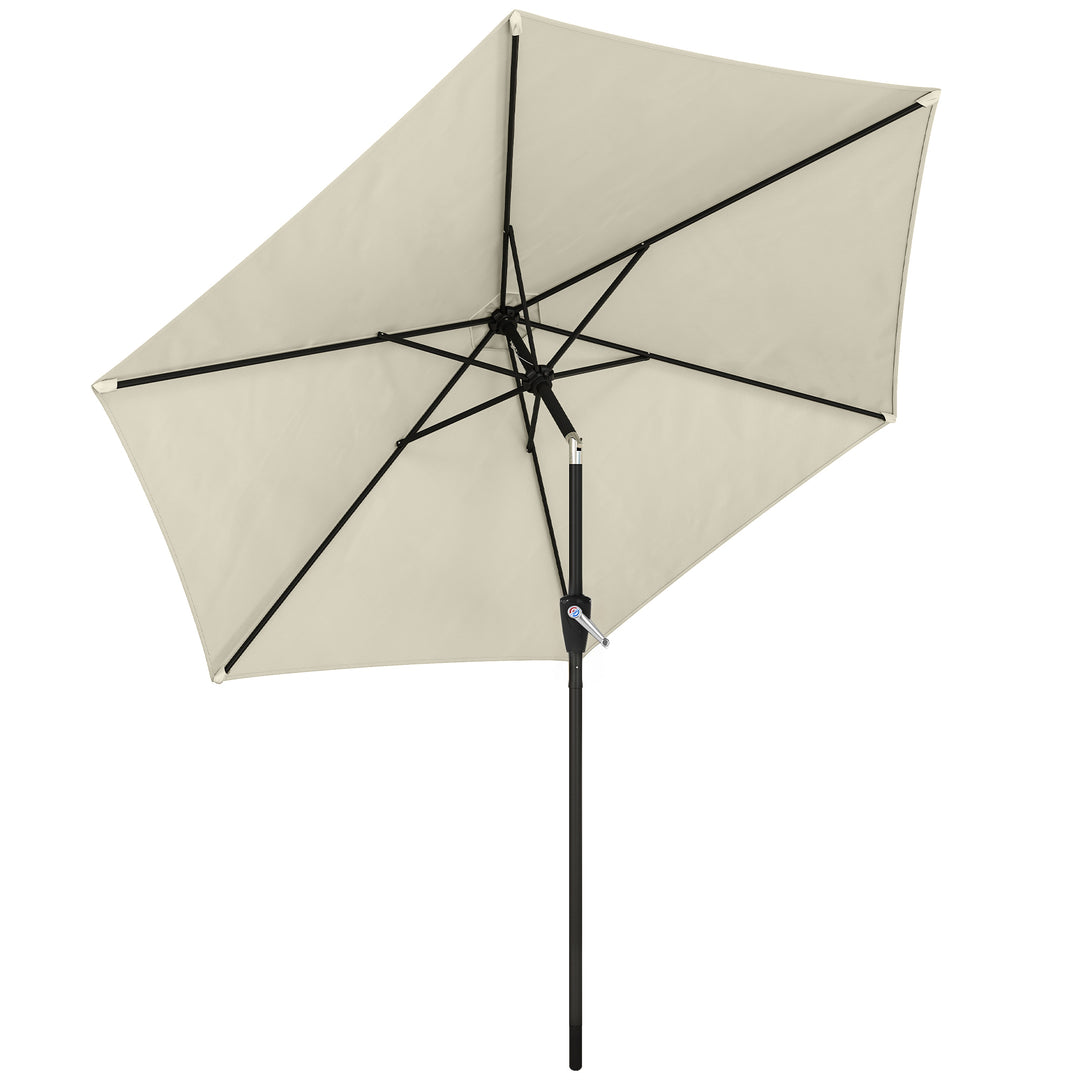 270 cm vipbar parasol, balkonparasol med håndsving, UV 50+, haveparasol, cremehvid
