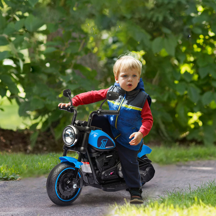 Elektrisk børnemotorcykel, elektrisk børnebil, med forlygte, 3 km/t, blå + sort