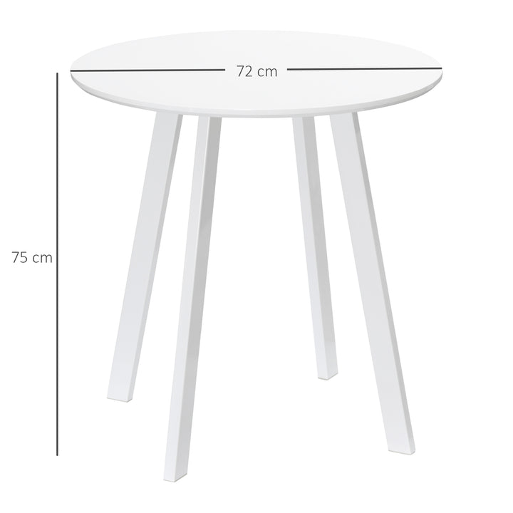 Spisebord, køkkenbord, til 2 personer, højglansoverflade, med bordben, hvid, 72 x 72 x 75 cm