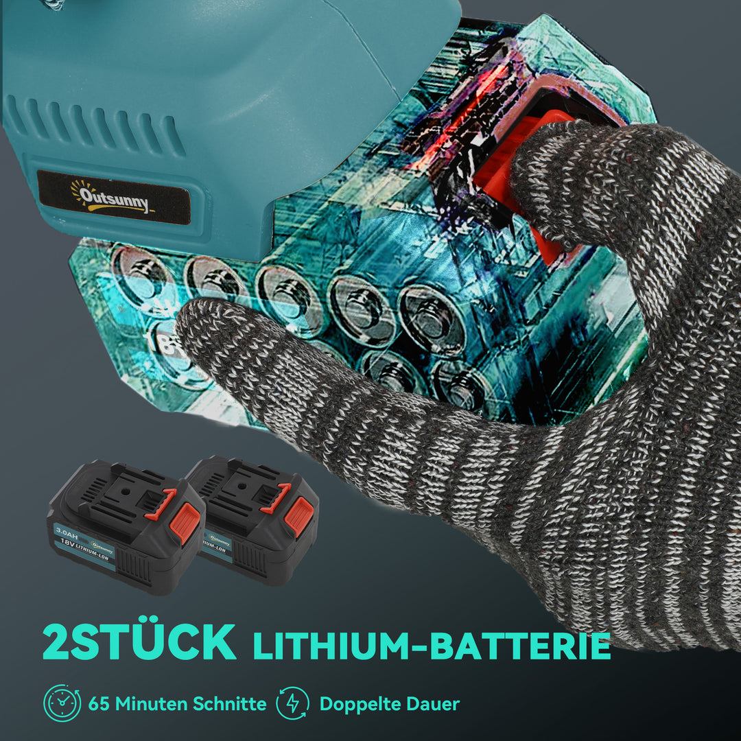 2-I-1 mini motorsav 580w med 8000mah batteri sikkerhedslås 8 tommer 42 x 29 x 10,5 cm blå