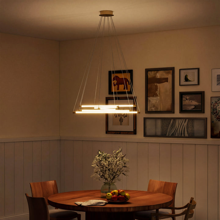 LED loftlampe, 50W, 5 justerbare lysrør, justerbar, loftlampe til stue, spisestue, køkken, guld+hvid