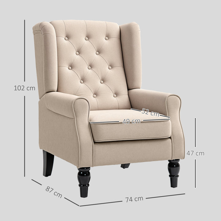 Elegant lænestol med ryglæn, tykt polstret, aftageligt betræk, 74 x 87 x 102 cm, beige
