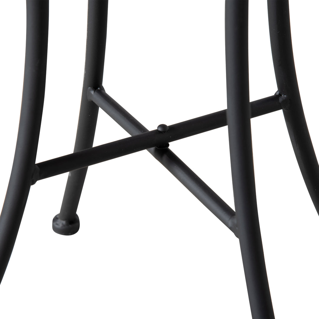 Sidebord, havebord, Ø35,5 cm, rundt, vejrbestandigt, netdesign, balkonbord med mosaikmønster, campingbord i metal, sofabord til stue, kontor, udendørs, indendørs, gul+grå