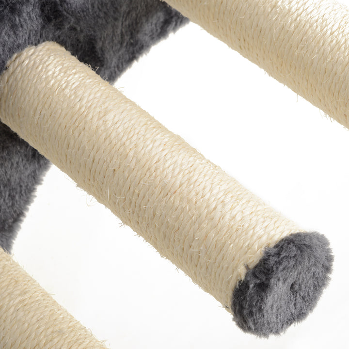 Klatrevæg til katte, 4-delt klatrevægsæt til katte med hængekøje, kattebro op til 5 kg, mørkegrå